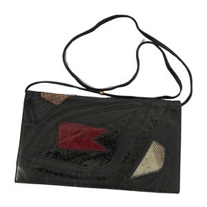Varon Purse Womens Small Sized Black Red Crossbody Leather Handbag Vintage Artsy